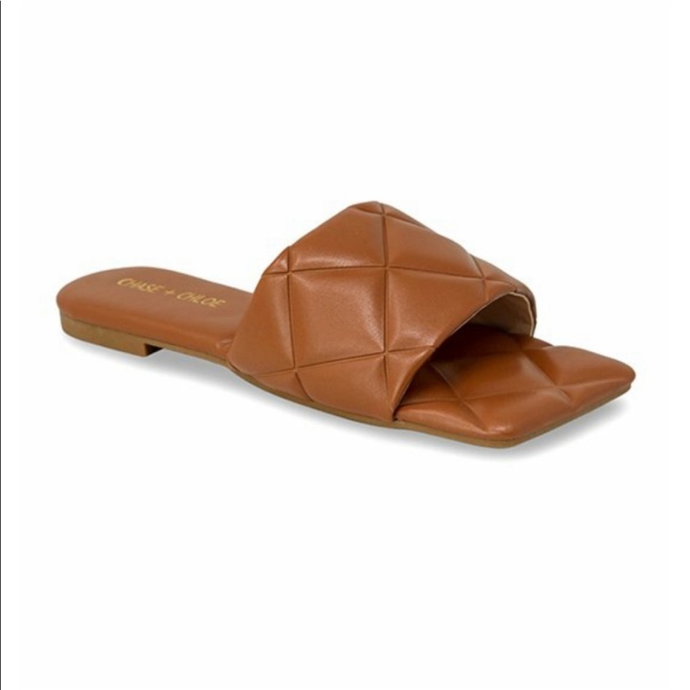 Nib Chase & Chloe Quilted Square Toe Sandle, Tan … - image 1